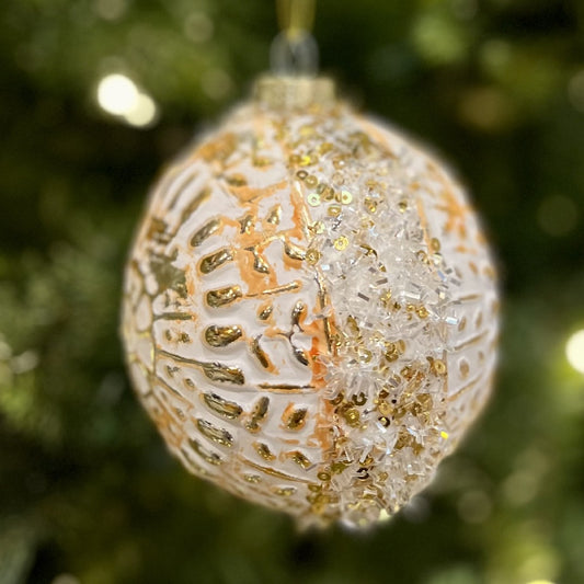 CREAM BEADED GLASS ORNAMENT XGFLSCP2