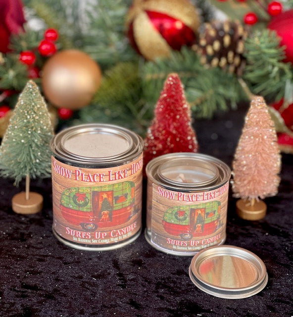 VINTAGE SNOW PLACE LIKE HOME MEDIUM PAINT CAN CANDLE 1/2 PINT