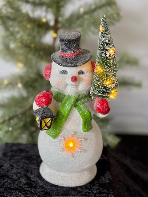 RETRO FROSTED SNOWMAN WITH LED WREATH XPG38
