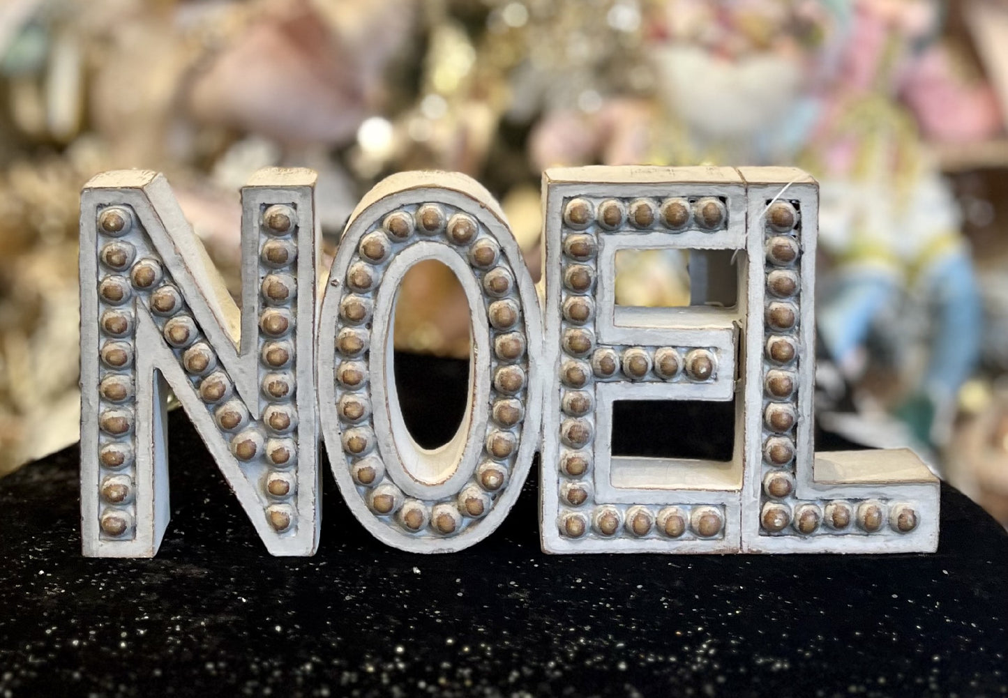 NOEL BEADED LOOK WOOD ART 9 INCH 4311339