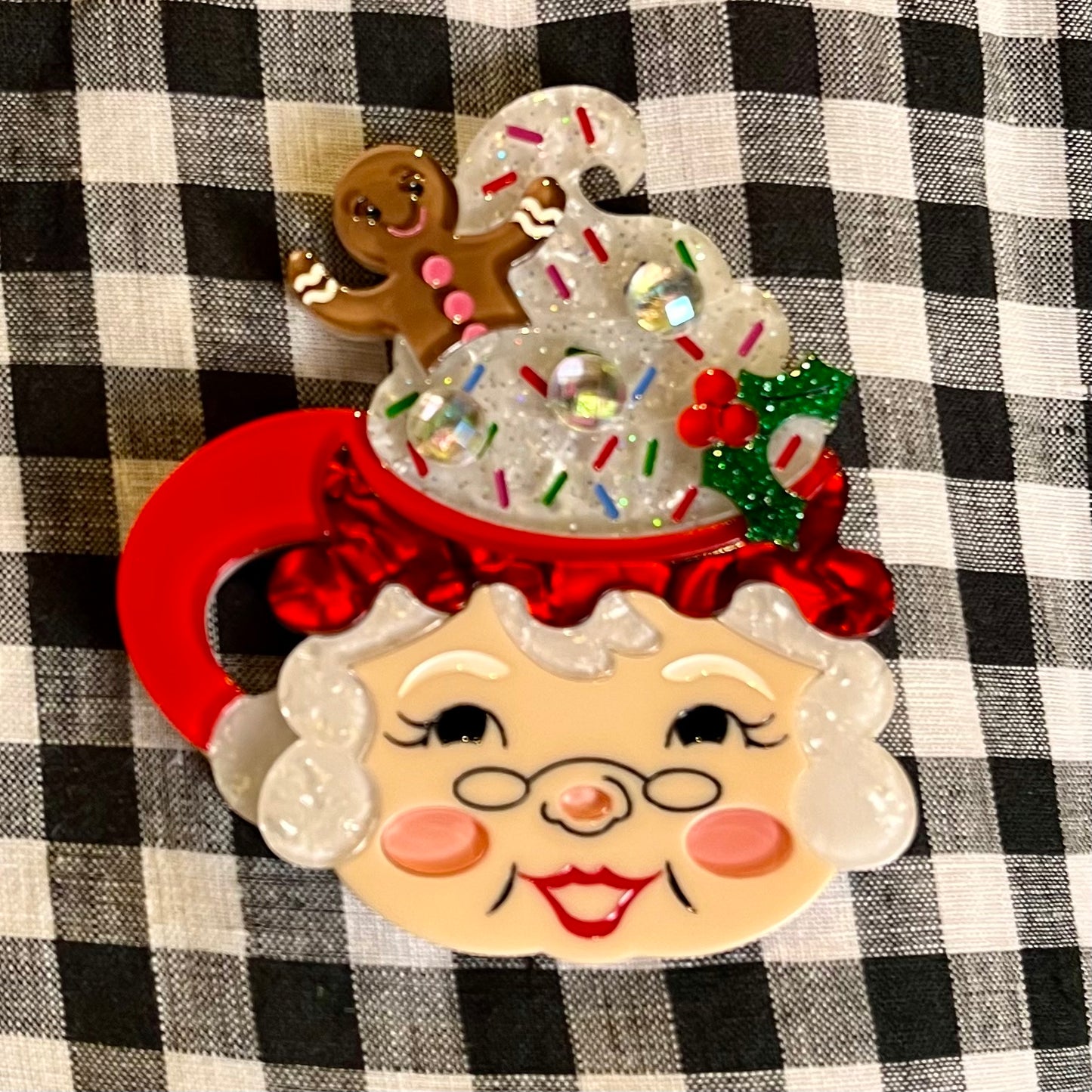 SOME LIKE IT HOT MRS CLAUS KITSCHY CHRISMTAS BROOCH