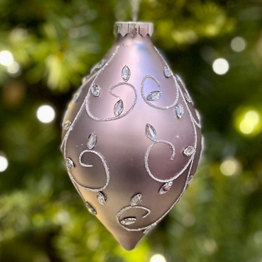 AMETHYST JEWELLED TEARDROP GLASS ORNAMENT 4320909