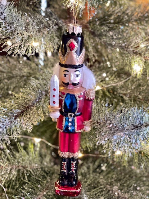 RED NUTCRACKER GLASS HANGING ORNAMENT 4019191