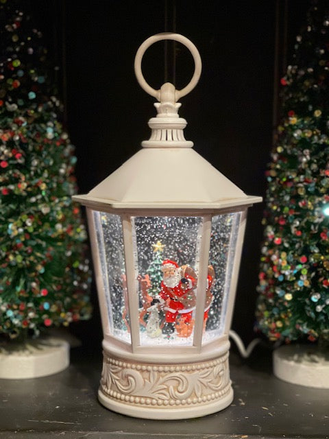 MUSICAL GLITTER LANTERN - NORDIC HEXAGONAL SANTA LANTERN 53A