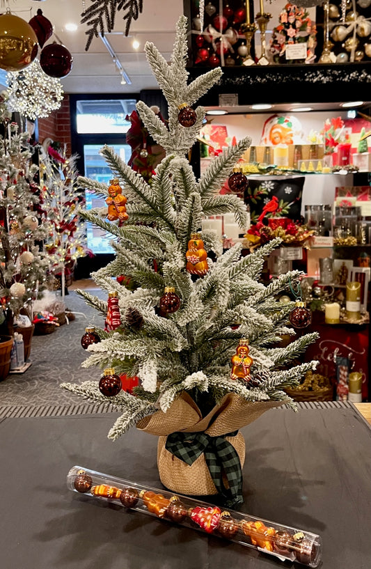 PACK OF 9 MINI GINGERBREAD & COPPER BALL GLASS ORNAMENTS 50518