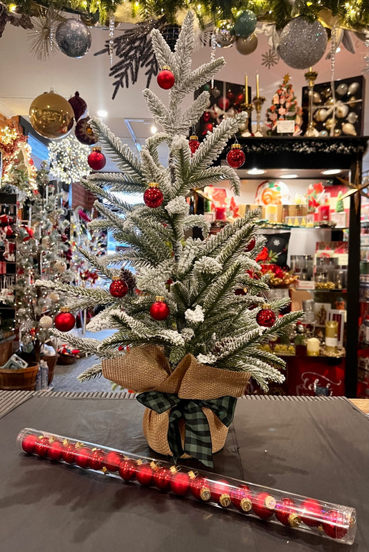 PACK 18 MINI RED GLASS BAUBLES 24009