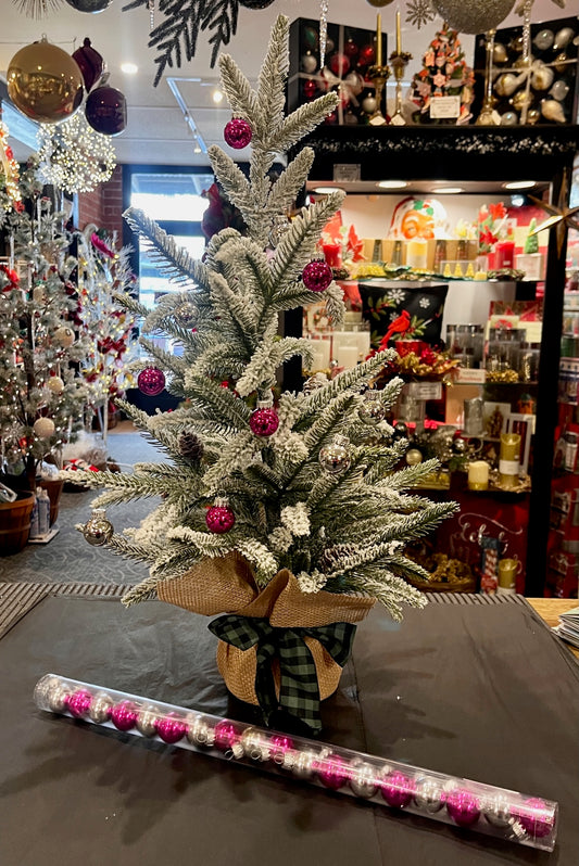 PACK OF 18 MINI PINK & SILVER GLASS BAUBLES 24009