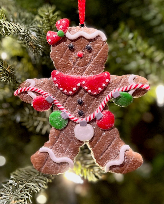 GINGERBREAD GIRL WITH LIGHT GARLAND ORNAMENT HOS-9038B