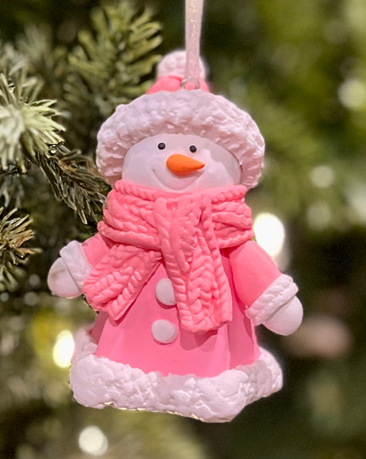 PINK SNOWMAN HANGING ORNAMENT HOS-9039A