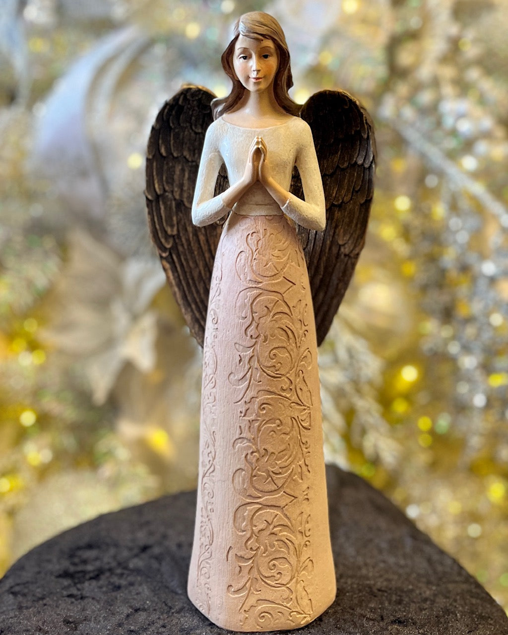 RUSTIC WOOD LOOK CARVED ANGEL