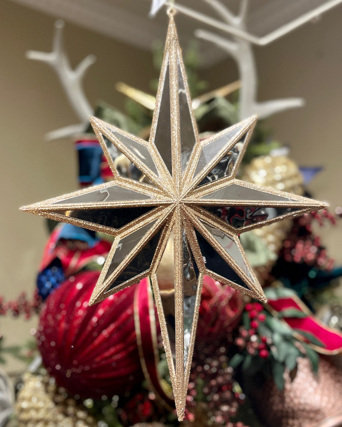 MIRRORED NORTH STAR 17 INCH ORNAMENT 4524588