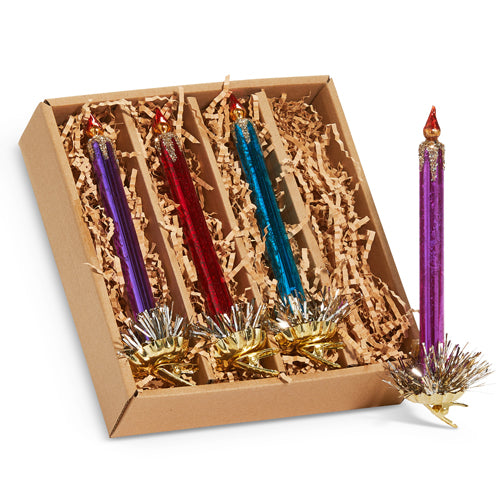 BOX OF 4 MULTICOLOUR CLIP ON 8 INCH CANDLE ORNAMENTS 4524929