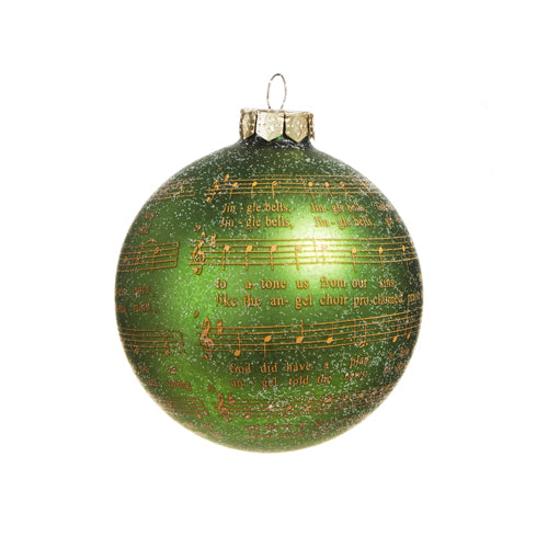 GREEN SHEET MUSIC 3 INCH ROUND GLASS ORNAMENT 4329016