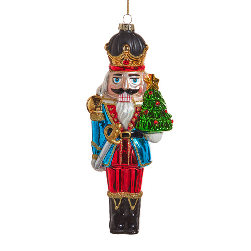 GLASS NUTCRACKER 8.25 INCH HANGING ORNAMENT 4552902