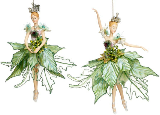 MARK ROBERTS GREEN BALLERINA WITH ARMS UP ORNAMENT 36-54232
