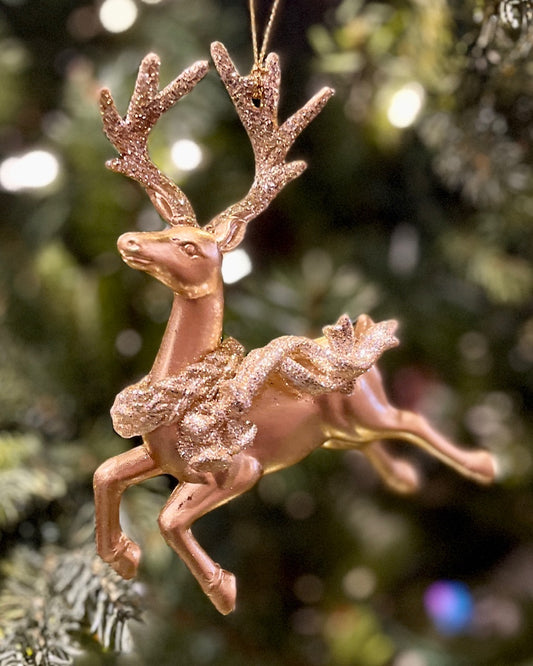 ACRYLIC GOLD REINDEER LEAPING ORNAMENT XASMGR2