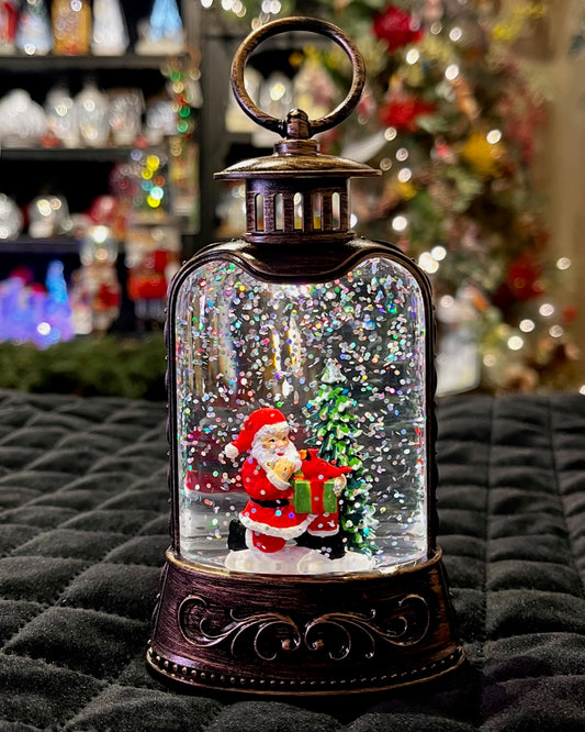 LED MINI SNOWGLOBE - SANTA LANTERN BIRD XAC479