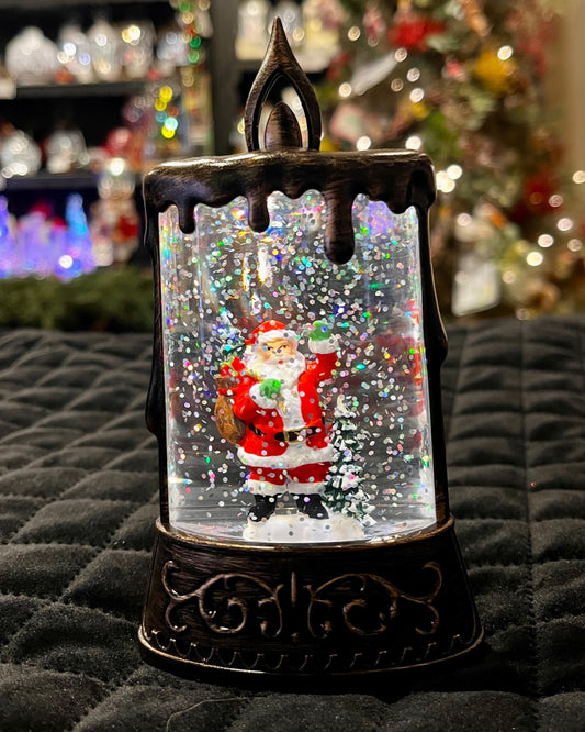 LED MINI SNOWGLOBE - SANTA WAVING CANDLE XAC479