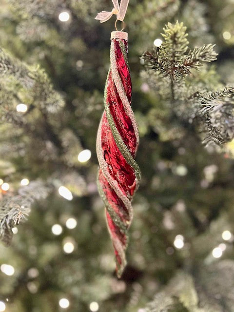 RED TWIRL ICICLE GLASS ORNAMENT 4523145