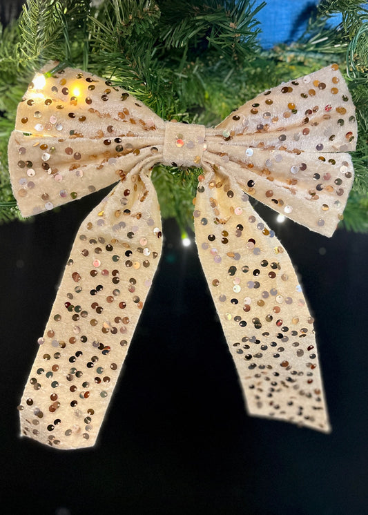 IVORY SEQUIN BOW X420218
