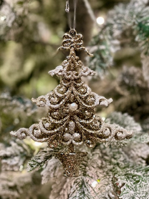 CHAMPAGNE GLITTER TREE SHATTERPROOF ORNAMENT X417300