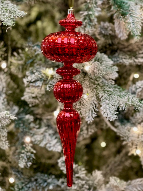 RED 30CM FINIAL SHATTERPROOF ORNAMENTX432358