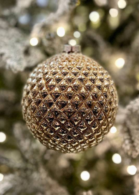 QUILTED COPPER ROUND GLASS ORNAMENT X445365