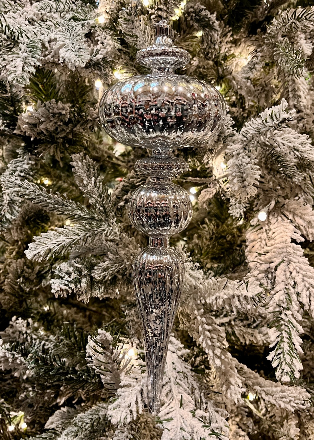 SILVER MERCURY SHATTERPROOF ROUND FINIAL ORNAMENT X432266