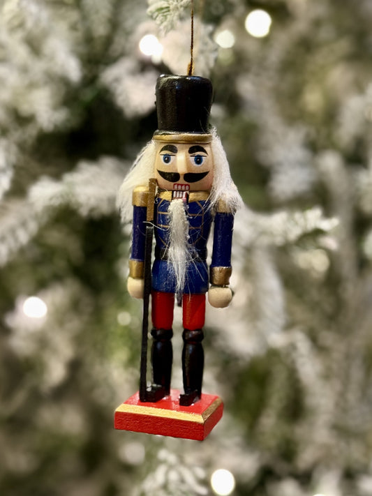 Wooden Hanging Nutcracker Ornament - Blue Coat XX12168