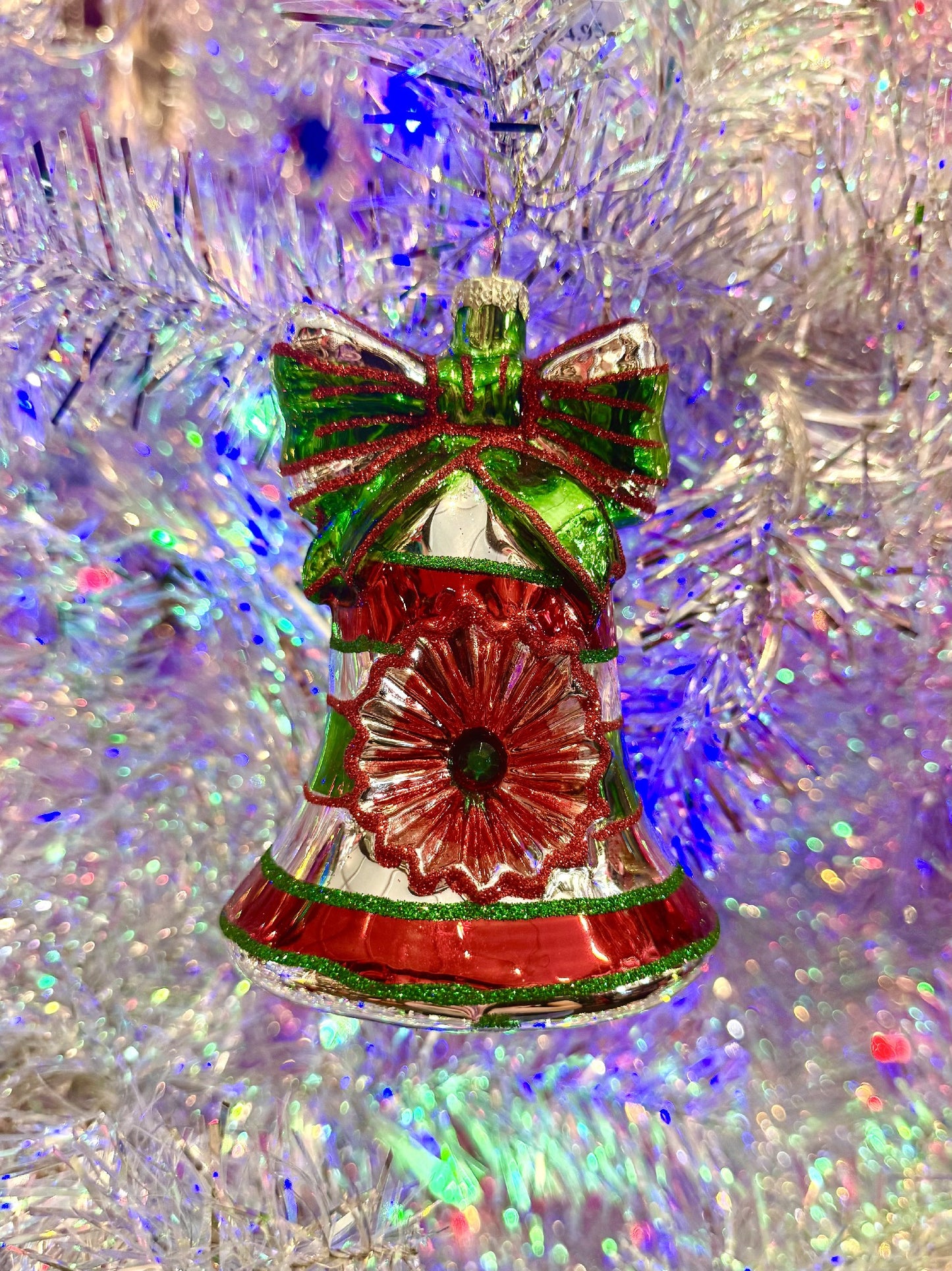 Vintage Red Striped Reflector Bell Ornament 4525408