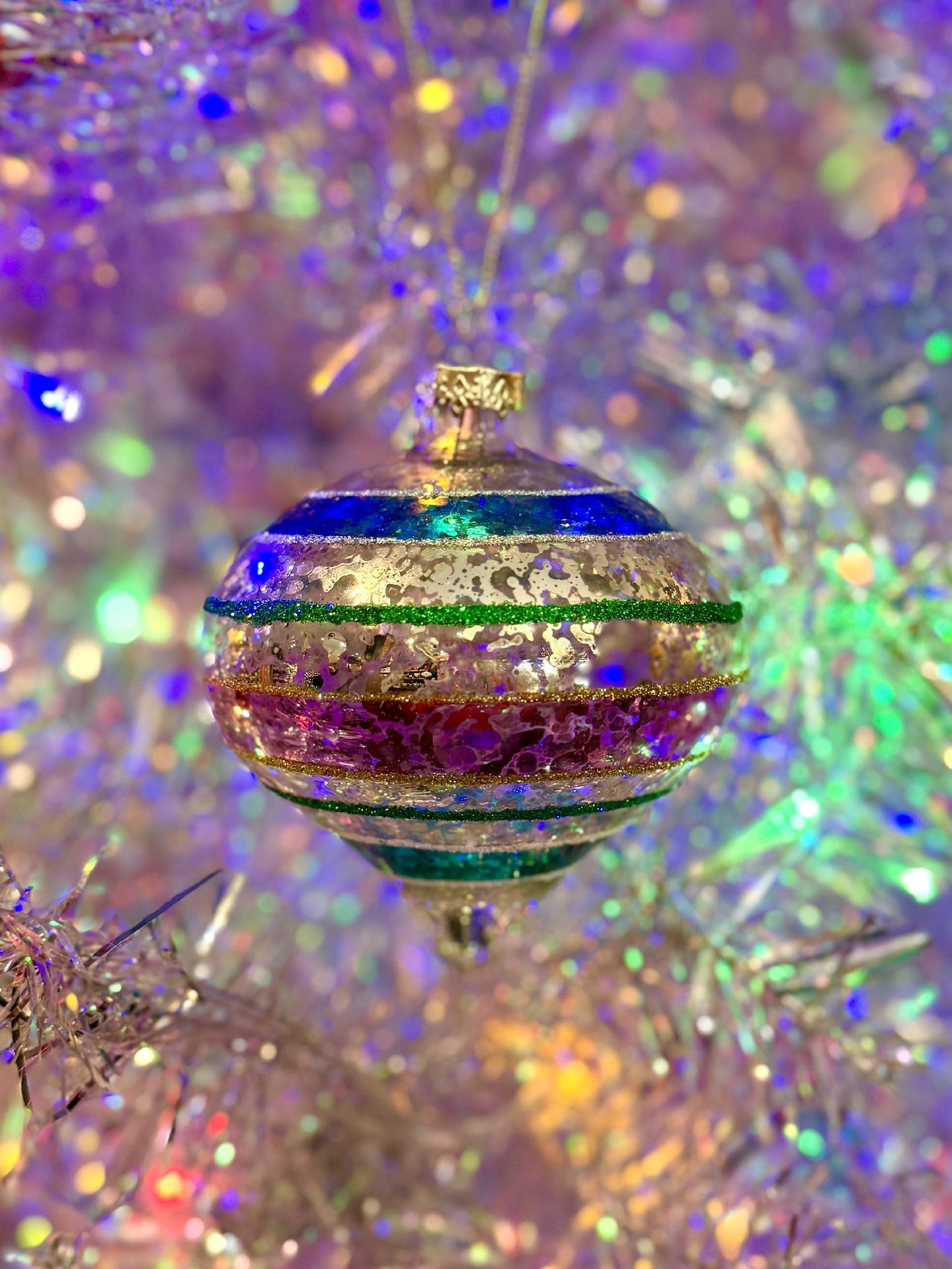 MULTICOLOURED VINTAGE ONION GLASS HANGING ORNAMENT 4524907
