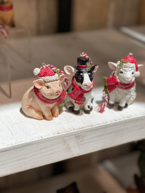 SHEEP WITH SANTA HAT HANGING ORNAMENT XM876