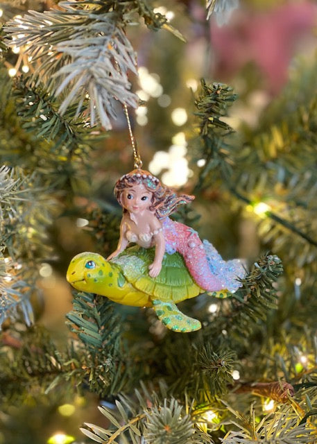 MERMAID ON TURTLE HANGING ORNAMENT SHD2008