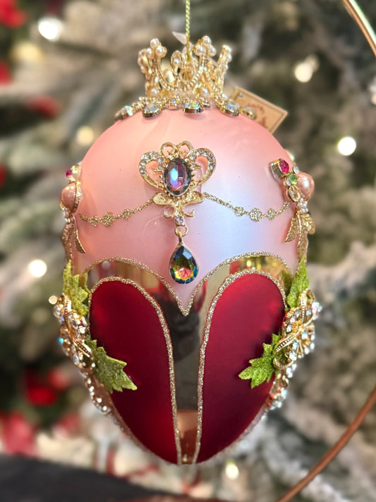 MARK ROBERTS - Pink & Raspberry Faberge Jewel Egg Ornament 36-61478