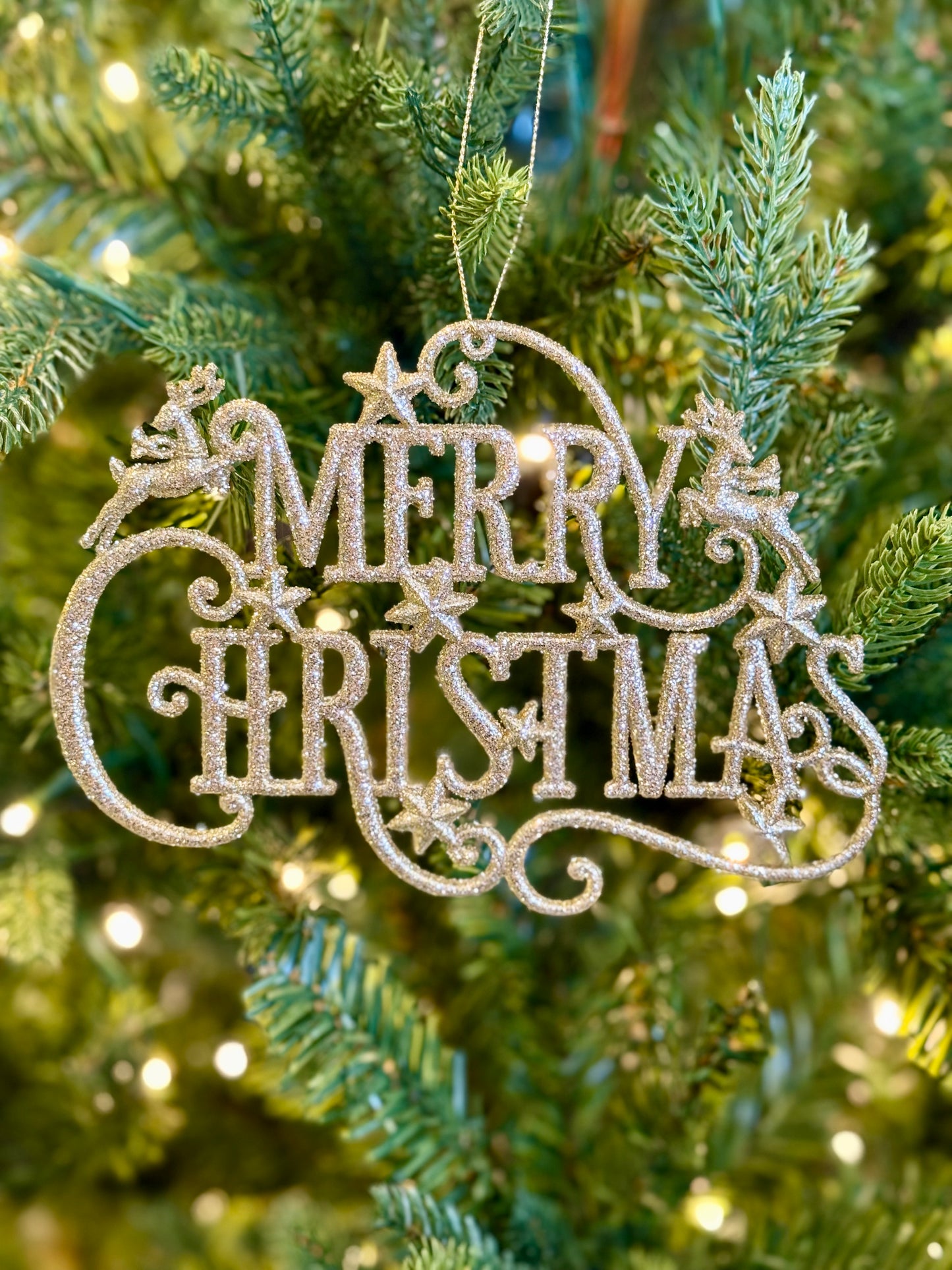 Gold Glittered Merry Christmas Ornament 4546017