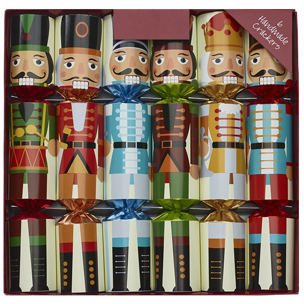 MULTI COLOURED NUTCRACKER BOX OF 6 CHRISTMAS CRACKERS 61735RR