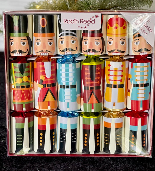 MULTI COLOURED NUTCRACKER BOX OF 6 CHRISTMAS CRACKERS 61735RR