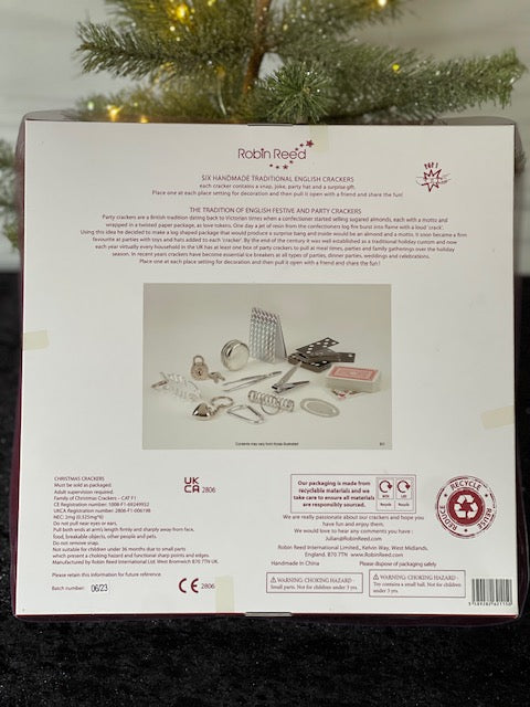 SNOWY VILLAGE DEER BOX OF 6 CHRISTMAS CRACKERS 62115RR