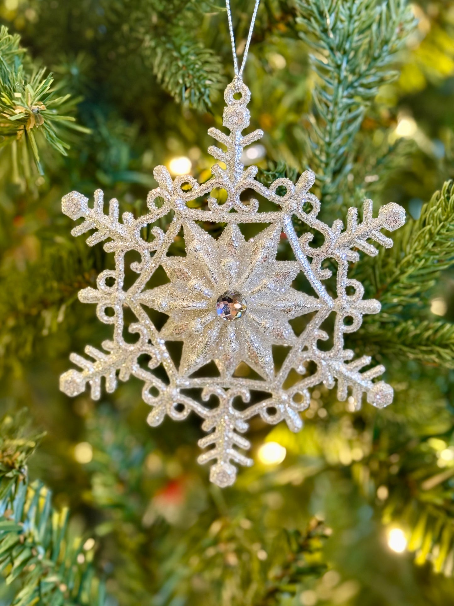 Silver Glitter Twirly Snowflake 4546002