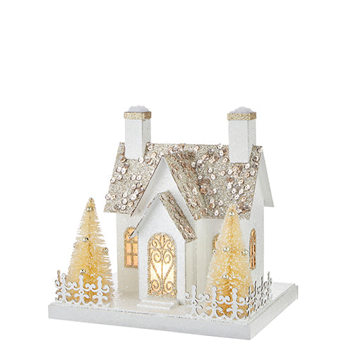 WHITE/GOLD LIGHTED HOUSE 8 INCH 4215578