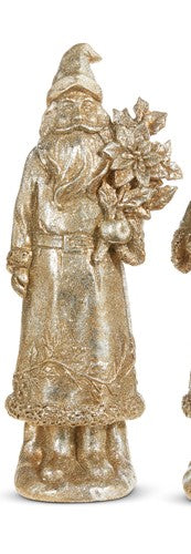 PEWTER LOOK SANTA WITH FLOWERS 12 INCH 4311315