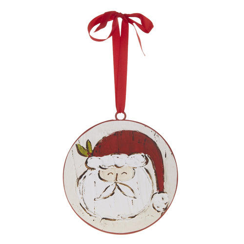SANTA FACE TIN DISC ORNAMENT 4321325