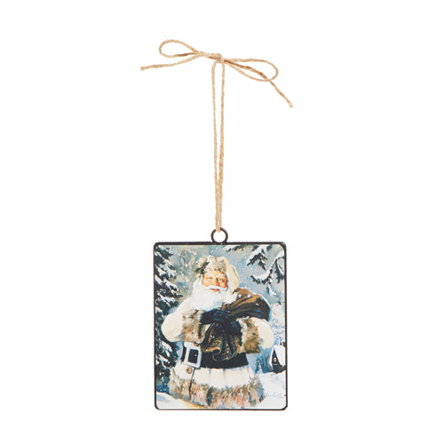 WOODLAND SANTA TIN SQUARE DISC ORNAMENT 4321342