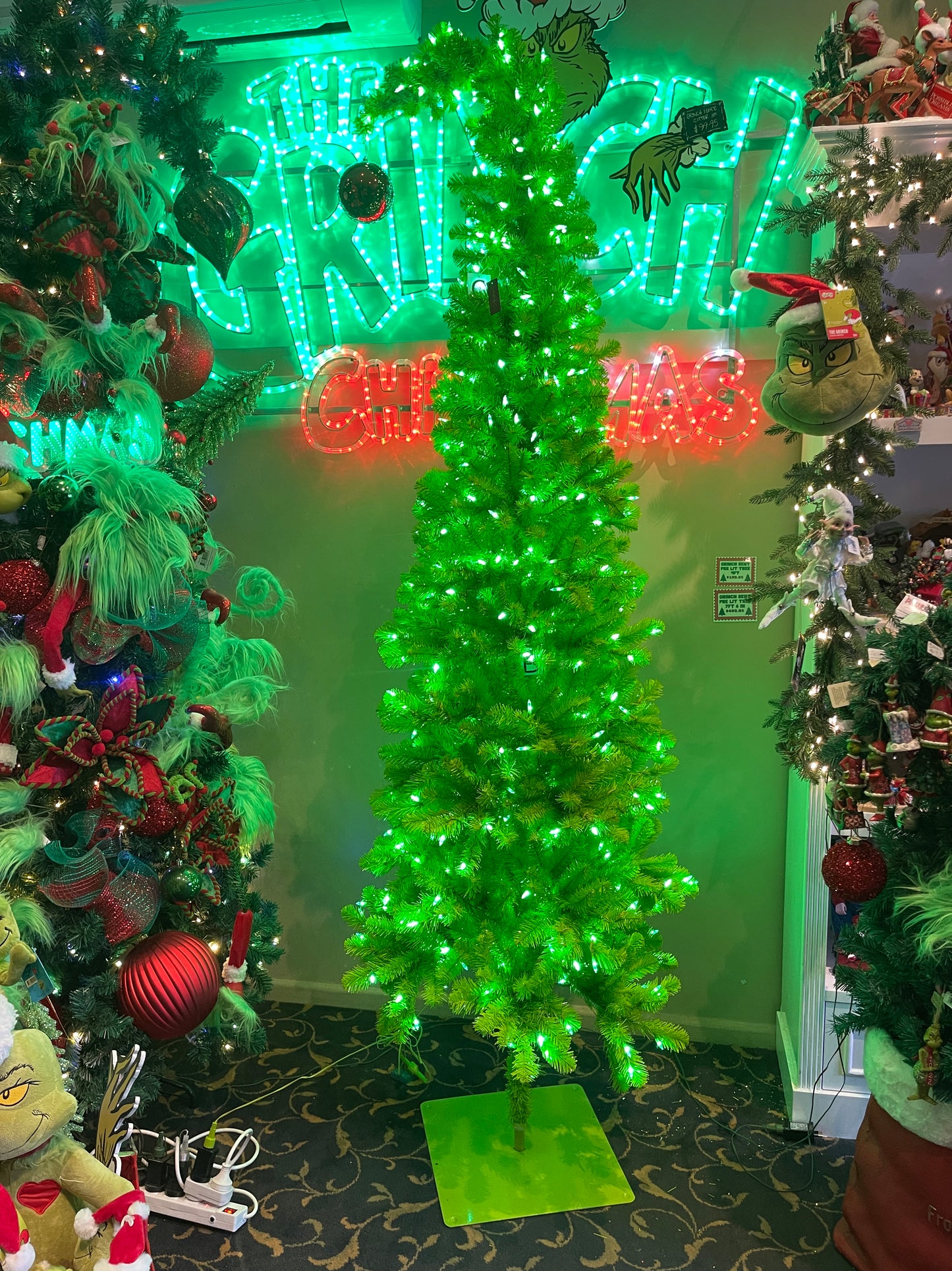 GRINCH GREEN PRE LIT 7.5FT BENT OVER TREE HZG77 (PICK UP IN STORE ONLY)