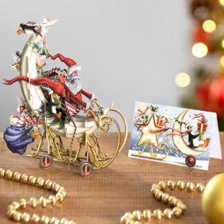 SANTA'S MOON SLEIGH 3D CHRISTMS CARD