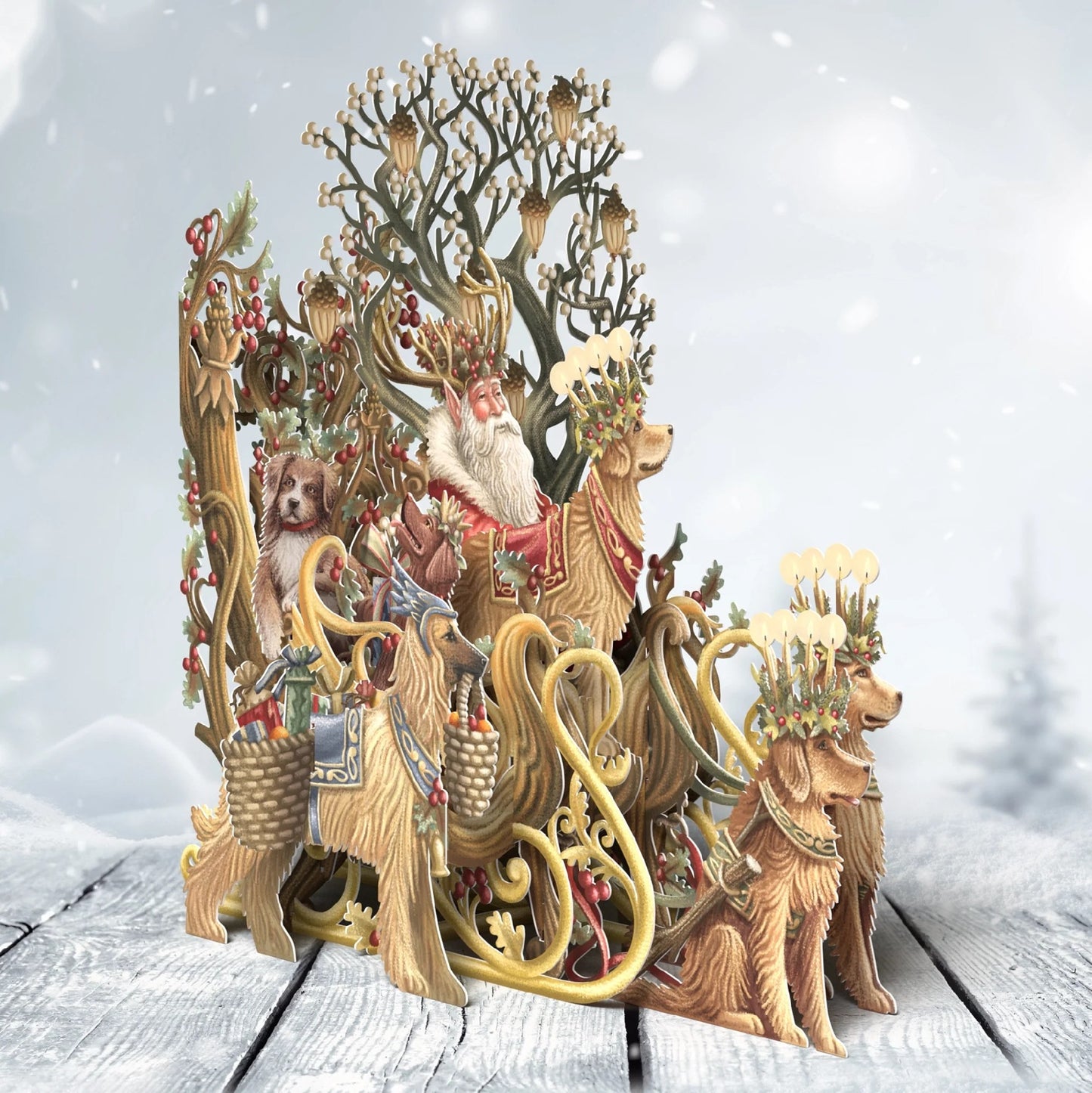 3D CHRISTMAS CARDS - SANTA'S DOG SLEIGH