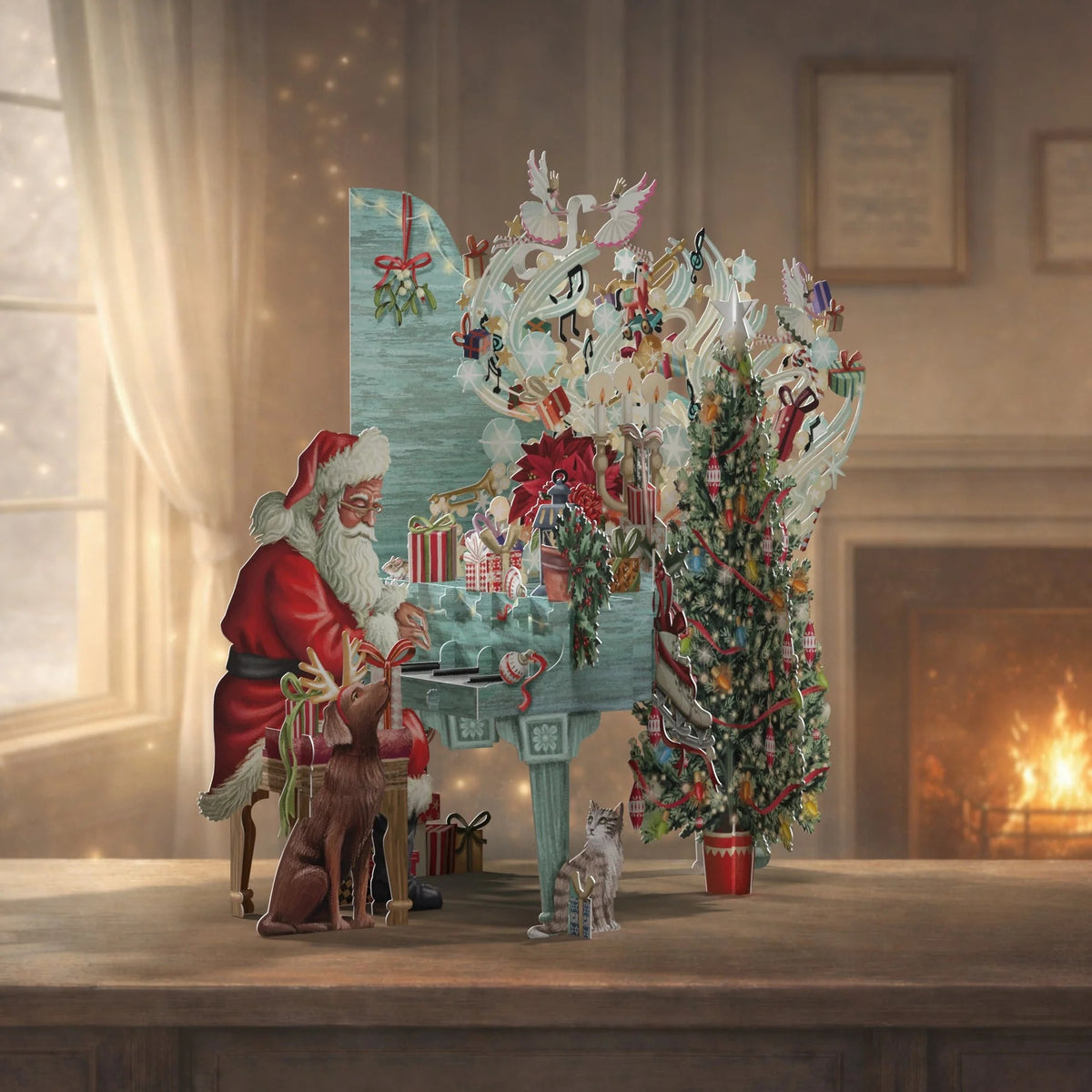 3D POP UP CHRISTMAS CARDS - SANTA'S PIANO