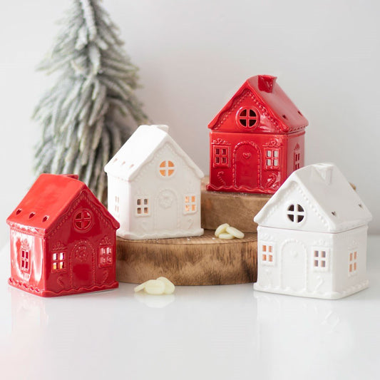 White Gingerbread Tealight House BR55531