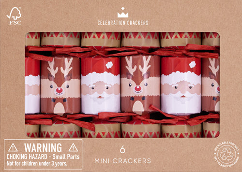MINI SANTA & REINDEER 6 INCH BOX OF 6 CRACKERS MS01-FMP