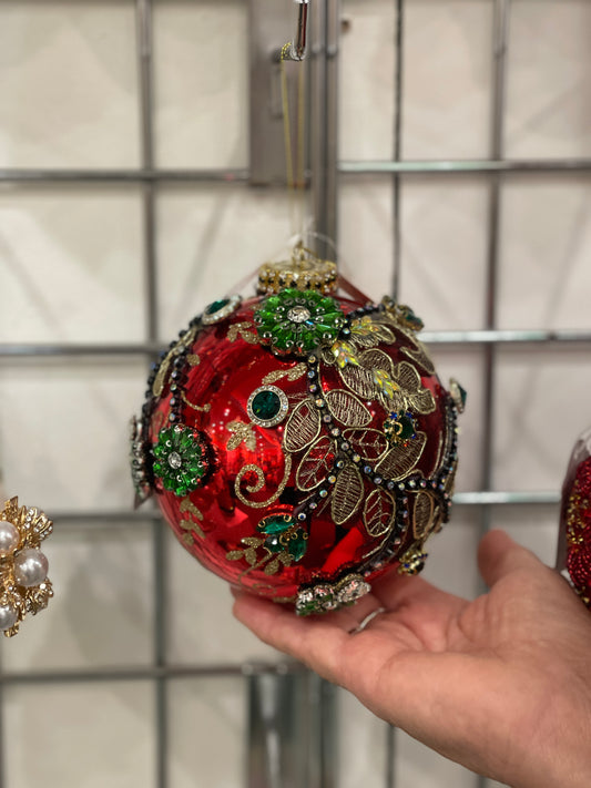 MARK ROBERTS KING'S JEWEL RED 5 INCH ROUND ORNAMENT 36-54354